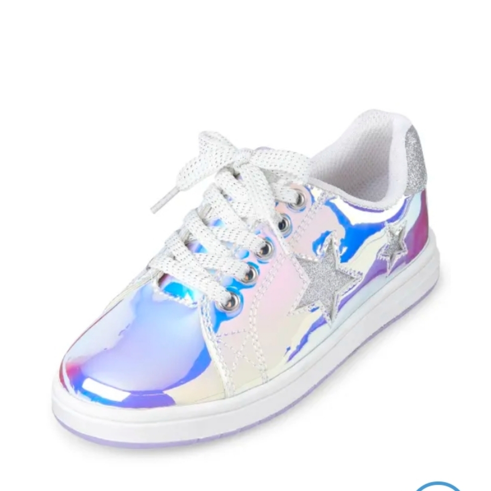 Girls Glitter Star Holographic Low Top Sneakers